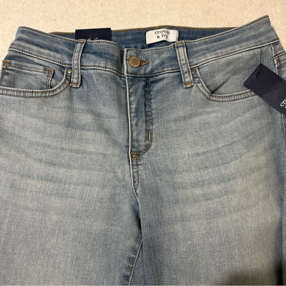 NWT Crown & Ivy Cropped Jeans Women’s 8 Danna Blue Denim Mid Rise Rolled Casual - Picture 8 of 13